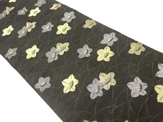 アンティーク　紗 桔梗模様織出し開き名古屋帯（額縁仕立て）（着用可）